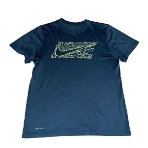 Nike T-Shirt Adult M Mens Blue Dri-Fit Stretch Workout Gym Fitness Short Sleeve